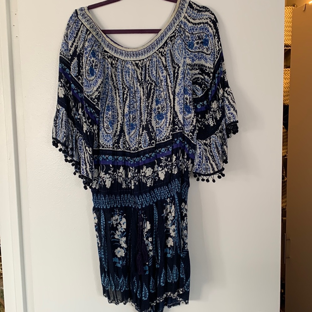 Anthropologie blue printed romper